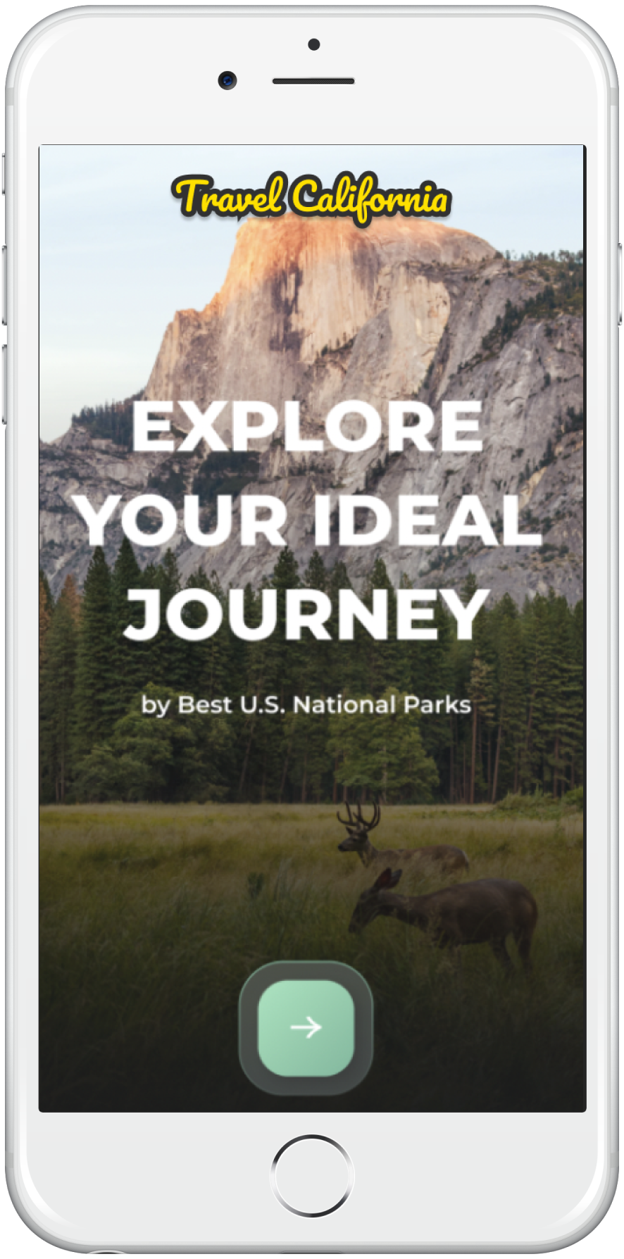 Prototype image of Travel California app